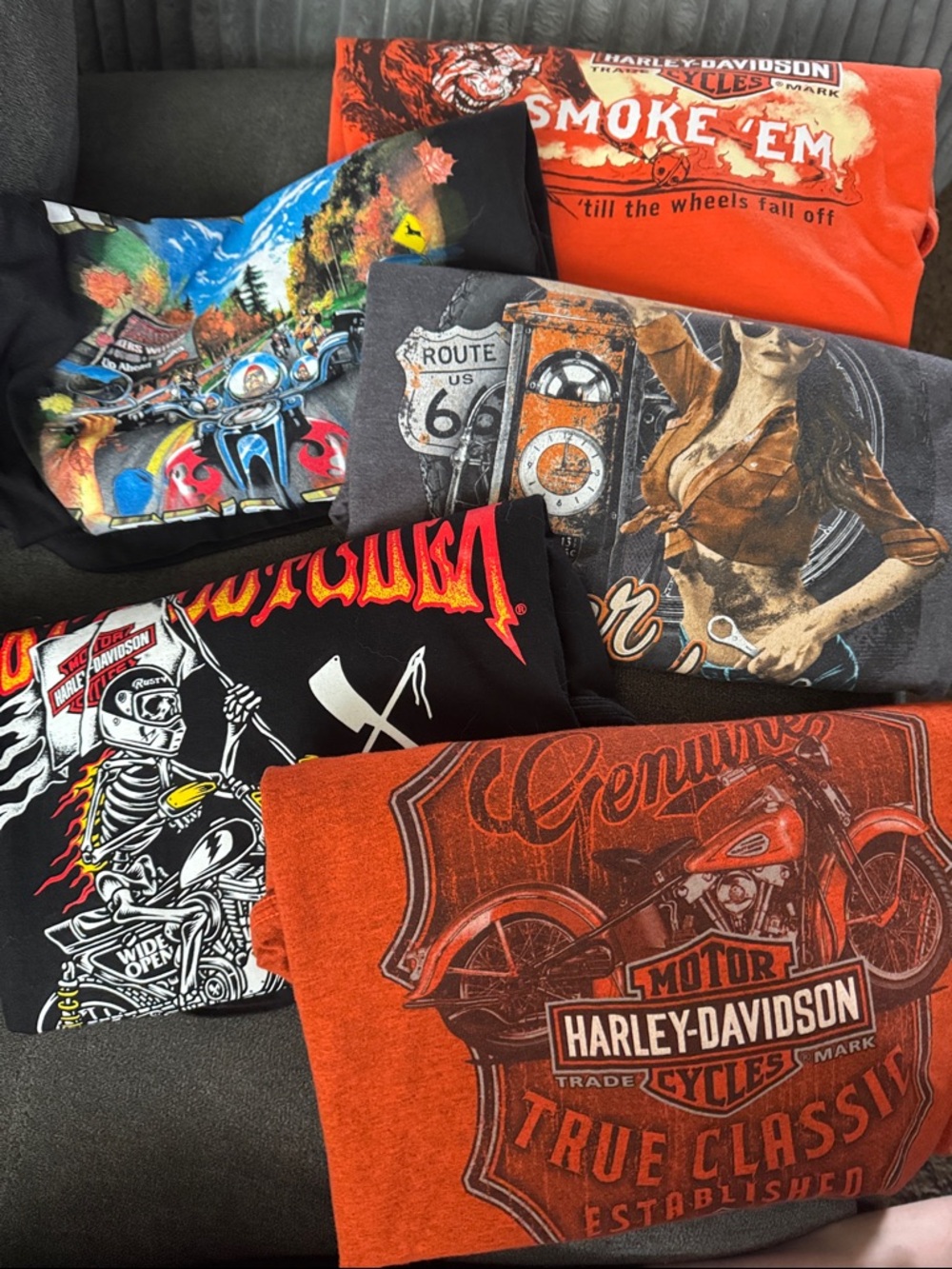Harley-Davidson tshirt lot Orange Motorcycle Shield Graphic Tee